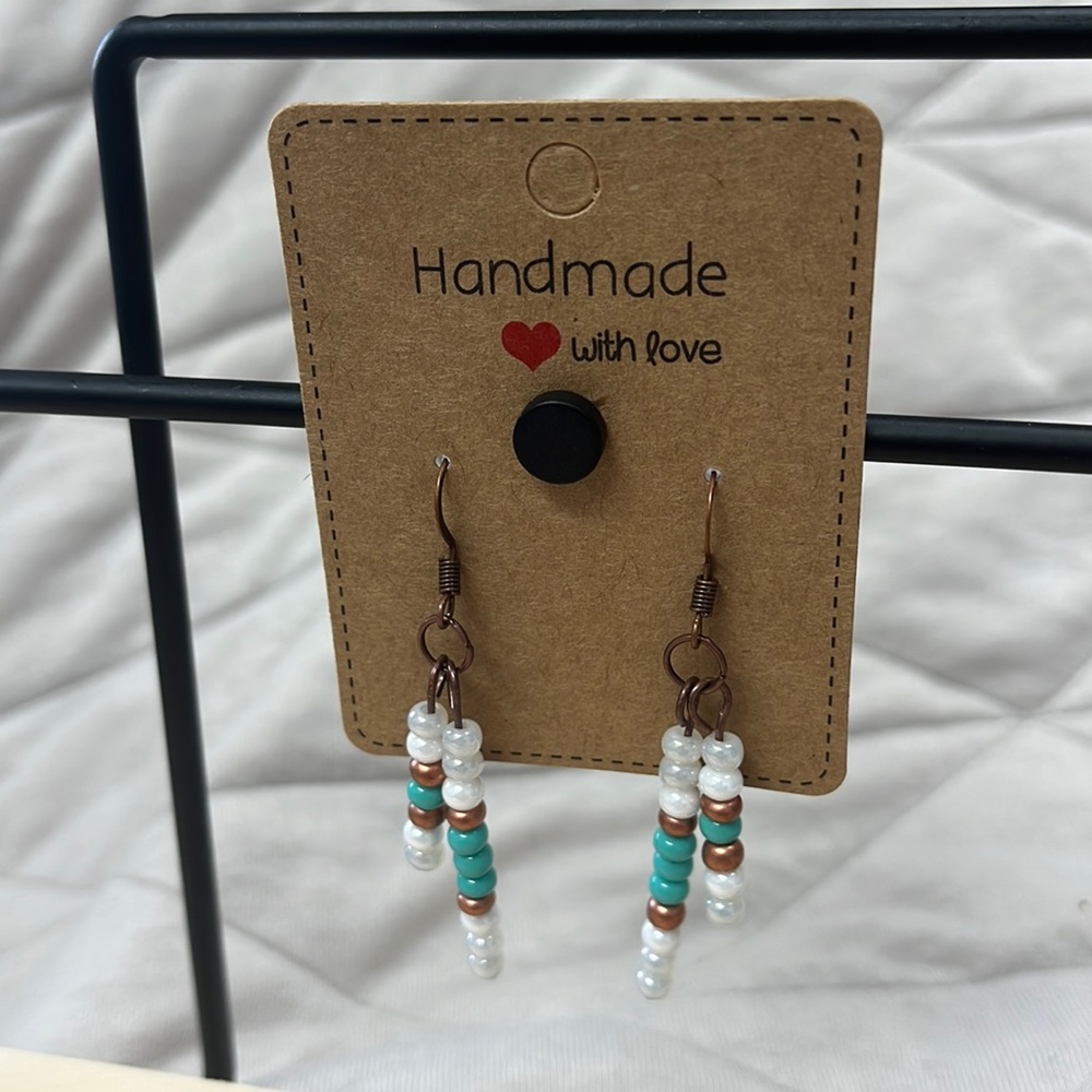 Handmade Copper and Turquoise Seed Bead earrings